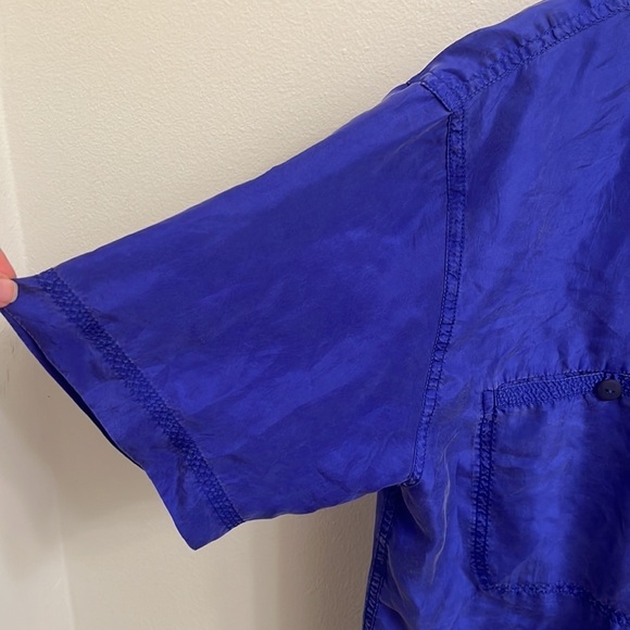 Dana  Buchman Vintage Silk buttons Down Short Sleeves blouse Size L - Picture 6 of 13